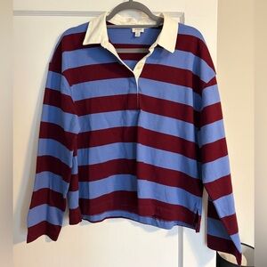 J CREW | Blue and Maroon Striped Rugby Shirt